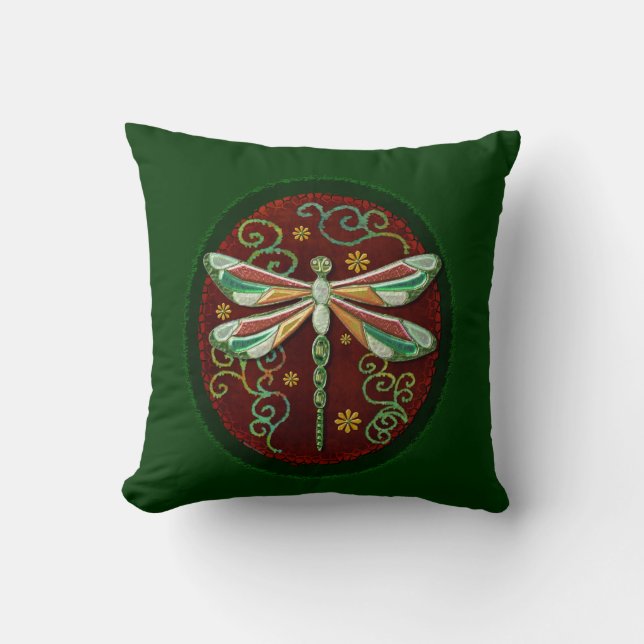 Almofada Dragonfly Elegant Jeweled 2 Folk Art (Frente)