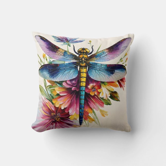 Almofada Dragonfly Floral Multicolor Art (Frente)