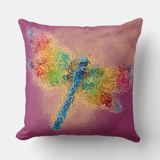 Almofada Dragonfly multicolor rosa (Frente)