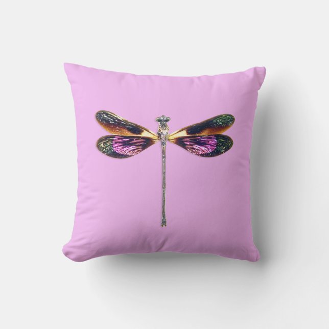 Almofada Dragonfly - prata, ouro, roxo e preto (Frente)