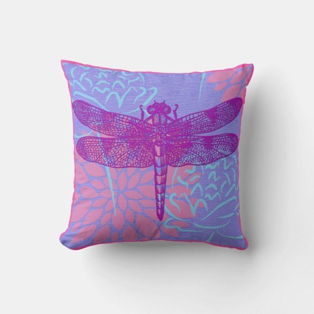 Almofada Dragonfly Rich Purple em Travesseiro Violeta Suave (Frente)