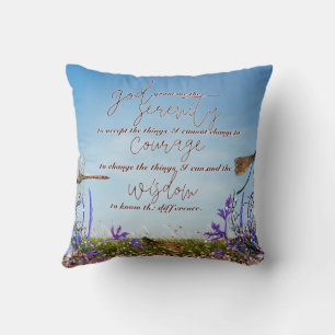 Almofada Dragonfly Serenity Prayer Faux Glitter