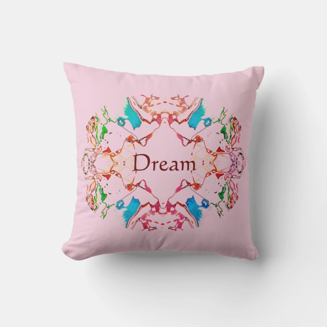 Almofada "Dream" Red Blue Burgundy Mandala a rosa (Frente)
