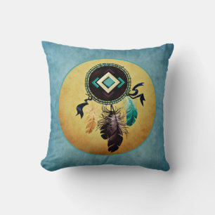 Almofada Dreamcatcher em um fundo azul do Grunge