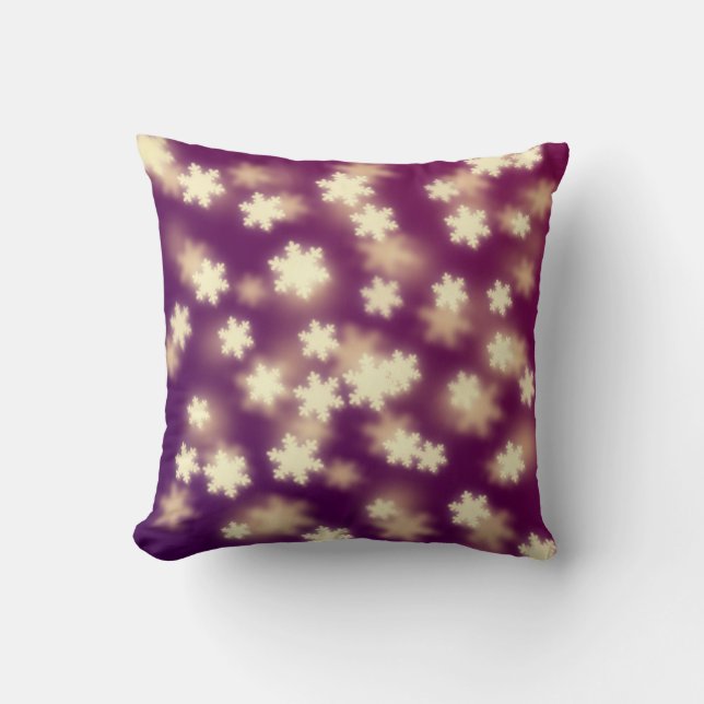 Almofada Dreample Purple Snowflake Bokeh Lights (Frente)