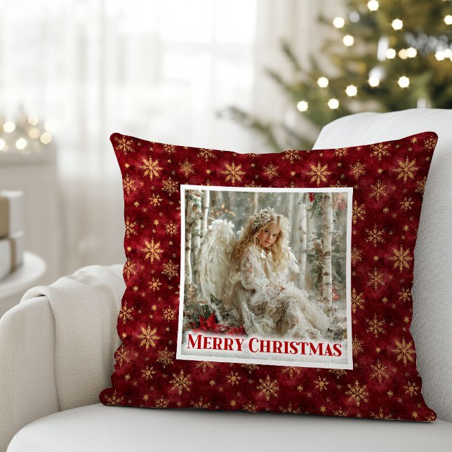 Almofada Dreamy Angel Poinsettia Christmas Pillow Gift (Dreamy Angel Poinsettia Christmas Pillow Gift)