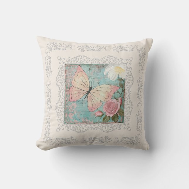Almofada Dreamy Vintage Vibes Cottage Butterfly (Frente)