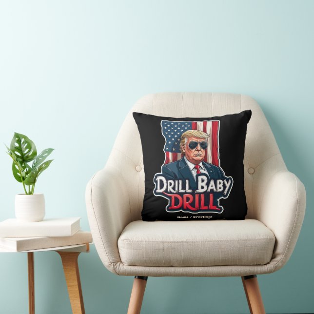 Almofada Drill Baby Drill Trump 2025 Independência da Améri (Cadeira)