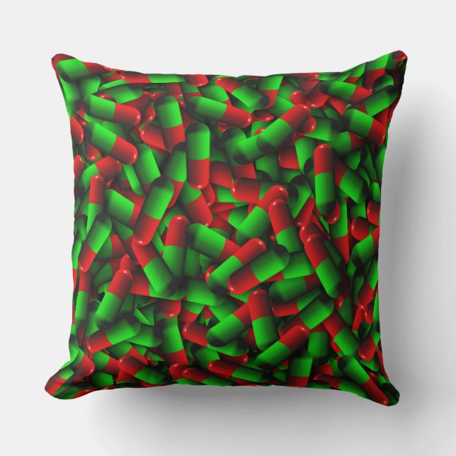 Almofada drogas de pílulas verdes vermelhas (Frente)