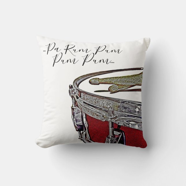 Almofada Drummer Boy Snare Drum Drumsticks Música (Frente)