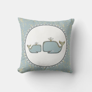 Almofada Duas Baleias Marinhas Blue & Gold Boutique Nursery