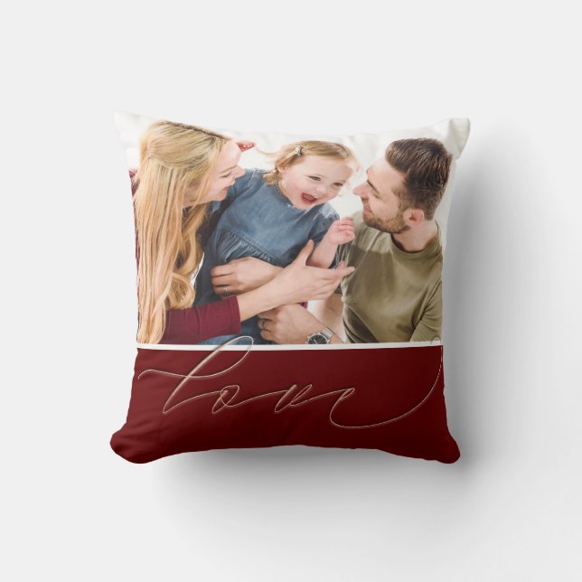 Almofada Duas Famílias Fotografias Com Amor Script Tipograf (Frente)