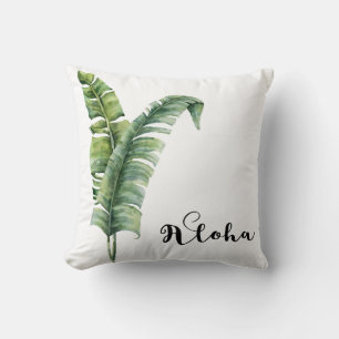 Almofada Duas Folhas de Palmeira Elegantes Tropical Chic Ha