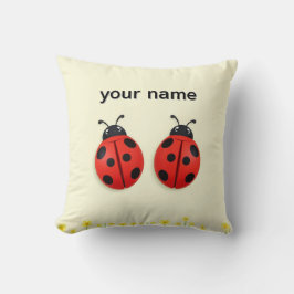 Almofada Duas Joaninhas Alegres em um Fundo Amarelo