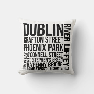 Almofada Dublin Landmark Typografia - Irlanda Word Art