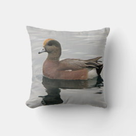 Almofada Duck Photo Lake Bird Wigeon Blue Brown Calm Water