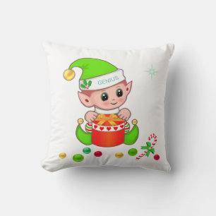 Almofada Duende de Natal verde, bengala de açúcar & bolas d