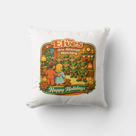 Almofada Duendes Engraçados de Natal Vintage Estão Sempre V