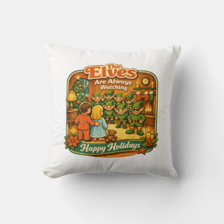 Almofada Duendes Engraçados de Natal Vintage Estão Sempre V