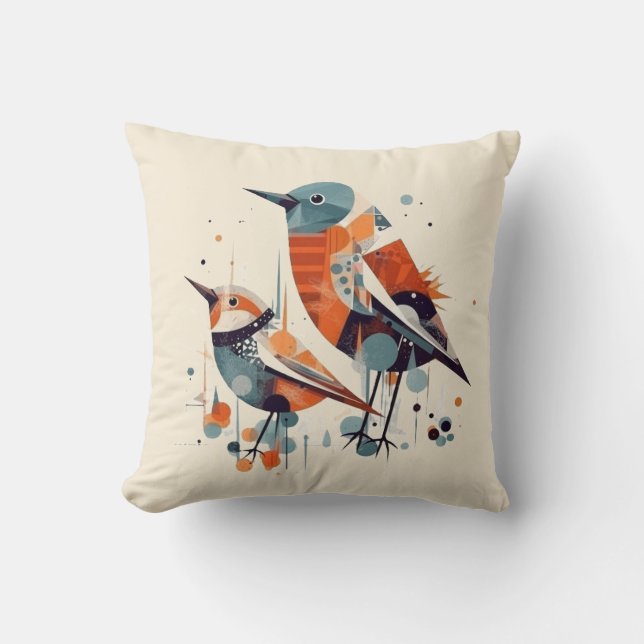 Almofada Dueto de Ave Scandi, personalizado (Frente)