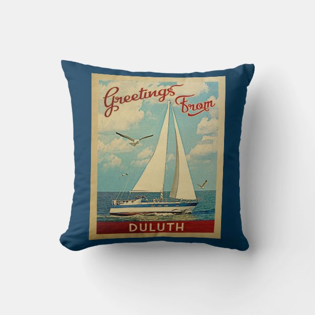 Almofada Duluth Sailboat Viagens vintage Minnesota (Frente)
