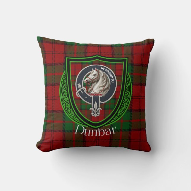 Almofada Dunbar Scottish Clan Tartan & Crest (Frente)