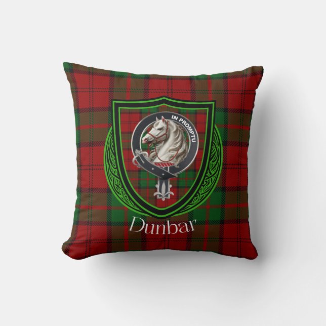 Almofada Dunbar Scottish Clan Tartan e Crest (Frente)