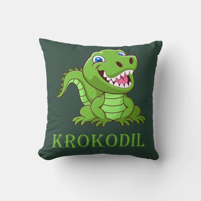Almofada dunkelgrünes Krokodil (Frente)