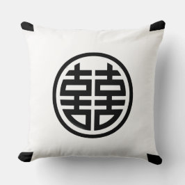 Almofada Dupla felicidade/Travesseiro decorativo branco/gra