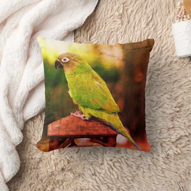 Almofada Dusky Headed Conure Parrot Abstrato (Cobertor)