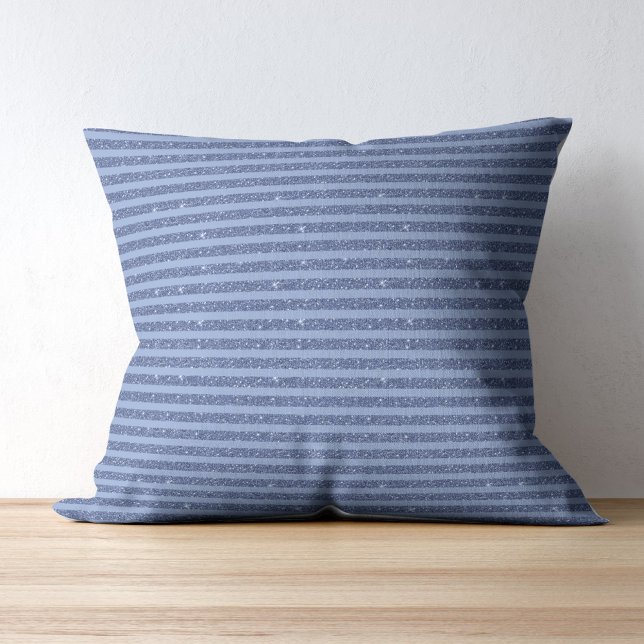Almofada Dusky Indigo Glitter Style Horizontal Stripes (Criador carregado)