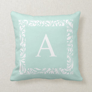 Almofada Dusty Aqua Monograma A Travesseiro decorativo