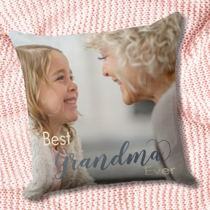 Almofada Dusty Blue Best Grandma Ever Heart Travesseiro dec