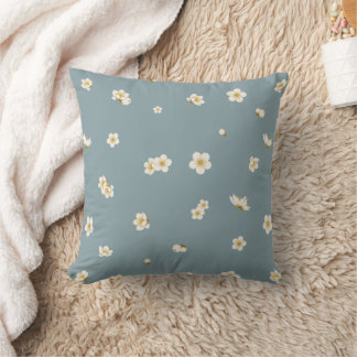 Almofada Dusty Blue White Plum Blossom Floral Pattern