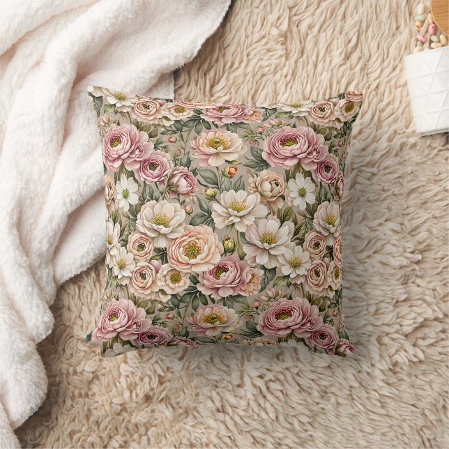 Almofada Dusty Mauve e White Rose (Cobertor)