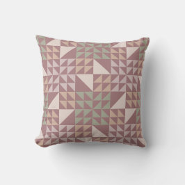 Almofada Dusty Rose Geometric Quilt Pattern Throw Pillow