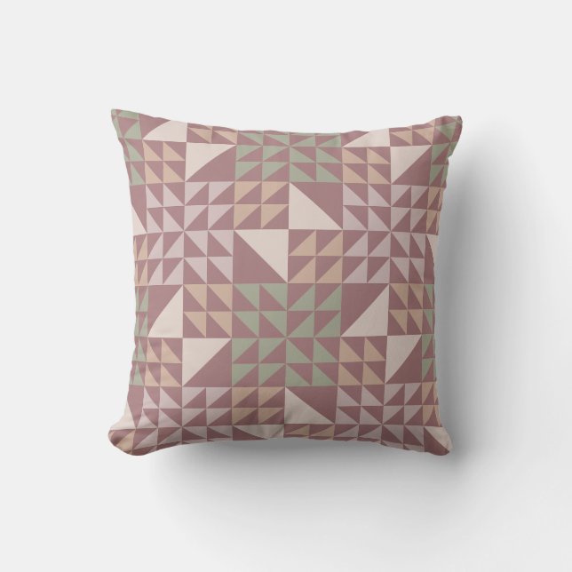 Almofada Dusty Rose Geometric Quilt Pattern Throw Pillow (Frente)