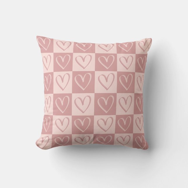 Almofada Dusty Rose Minimal Hearts Valentine Gift (Frente)