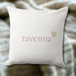 Almofada Dusty Rose Personalized Name Gold Leopard Heart<br><div class="desc">This stylish pillow design features a clean white background with a personalized name written in a simple dusty rose font. At the end of the name there is a small gold leopard print heart that adds a trendy and playful accent. The combination of soft dusty rose and the bold animal...</div>