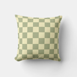 Almofada Dusty Sage Green and Butter Yellow Checkerboard