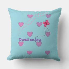 Almofada dwell on joy hearts and paw prints throw pillow