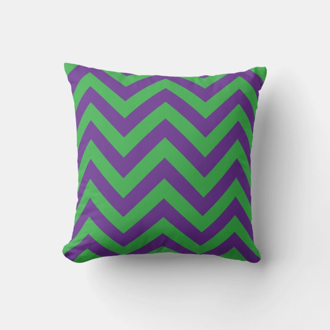 Almofada DY Colors Kelly Green Purple Large Chevron ZigZag (Frente)