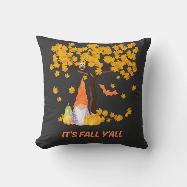 Almofada É a árvore de outono de "Pumpkin Gnomo Autumn" (Frente)