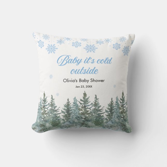 Almofada É Frio Lá Fora Chá de Bebê de Inverno (Frente)