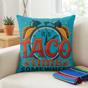 Almofada É Hora de Taco em Algum Lugar Comida Mexicana Tex