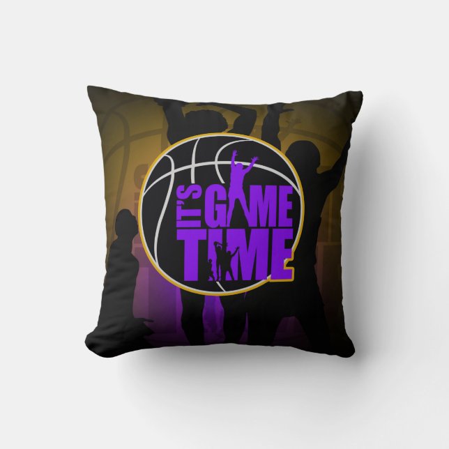 Almofada É hora do jogo - Roxo e Dourado (Frente)