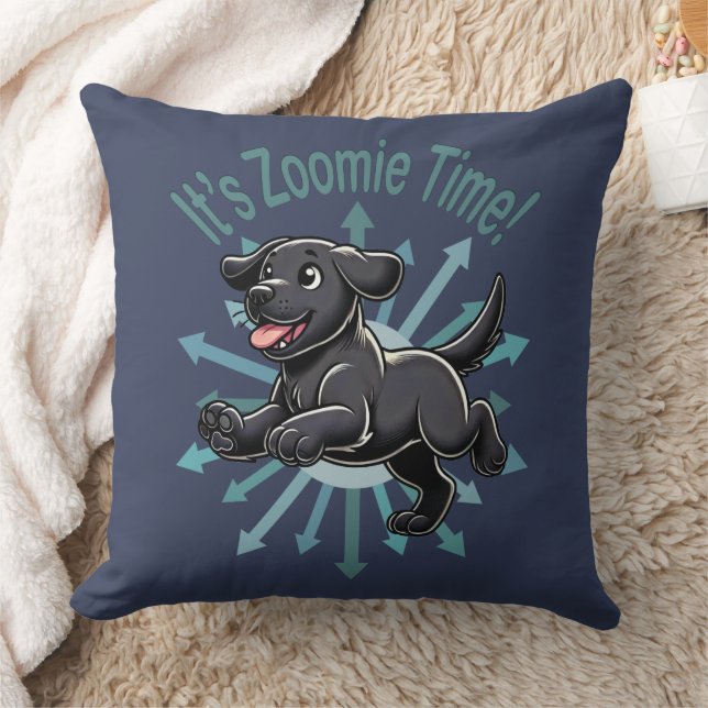 Almofada É hora do Zoomie Labrador preto (Cobertor)