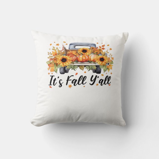 Almofada É outono, "Pumpkin Autumn Tree Hello Fall Wom" (Frente)