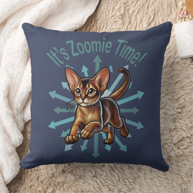 Almofada É Zoomie Time Abyssinian Cat (Cobertor)