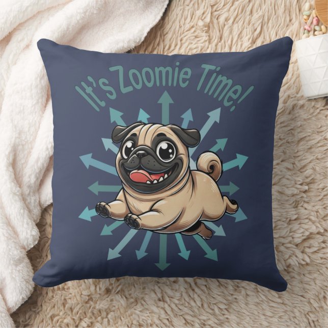 Almofada É Zoomie Time Pug (Cobertor)